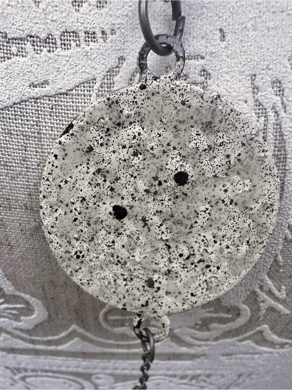 Hand Crafted Cream and Black Round Playful Portrait Pendant Necklace - Picture 3 of 6